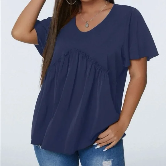 NWOT Shein Flutter Sleeve Blouse 3X - Picture 2 of 10